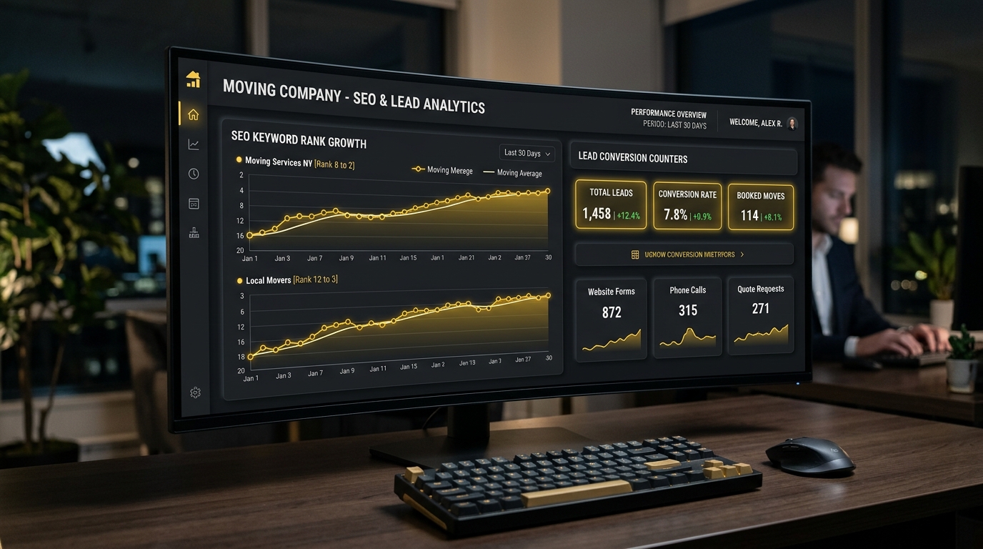 SEO & Lead Analytics Dashboard for Moving Company