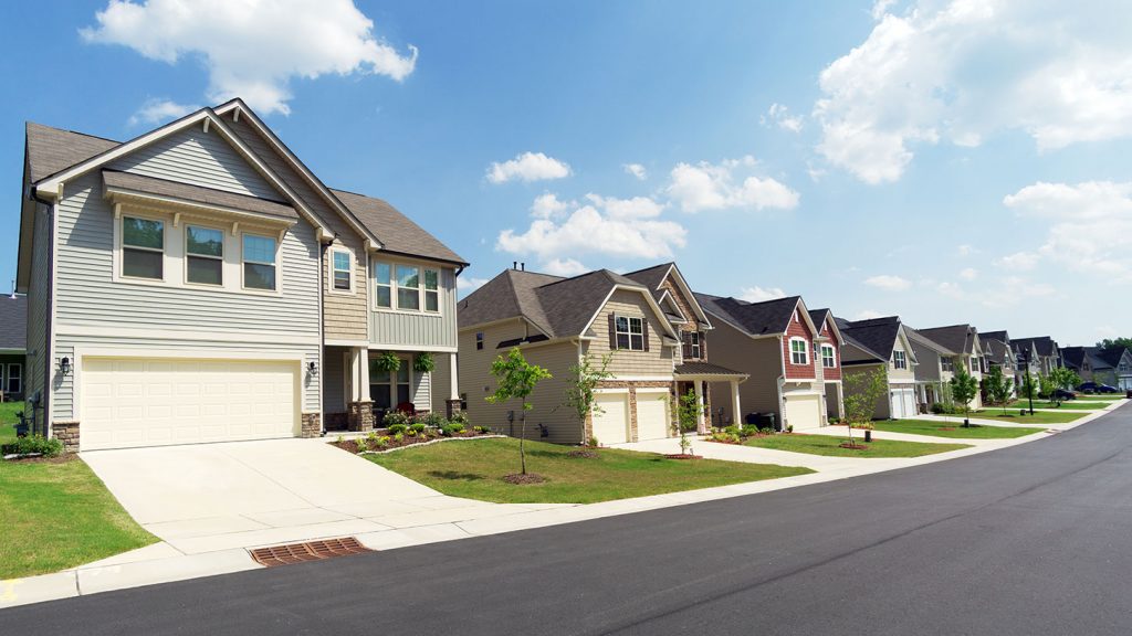 Street of Suburban Homes